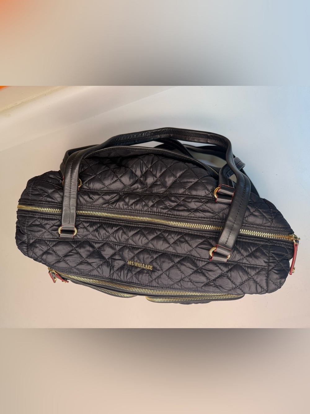 MZ Wallace Crosby Travel Duffel in Black with Gold Hardware - Picture 3 of 13
